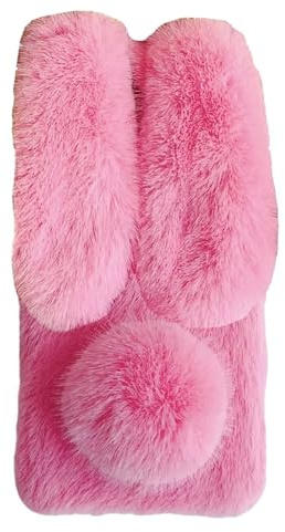 Tivenfezk Nadoli kaninfodral för Samsung Galaxy A34 5G, vinter plysch Kawaii kaninöra fuskpäls hår mjukt fodral flexibelt kvinnor flickor 3D tecknad söt fluffig lurvig stötfångare fodral