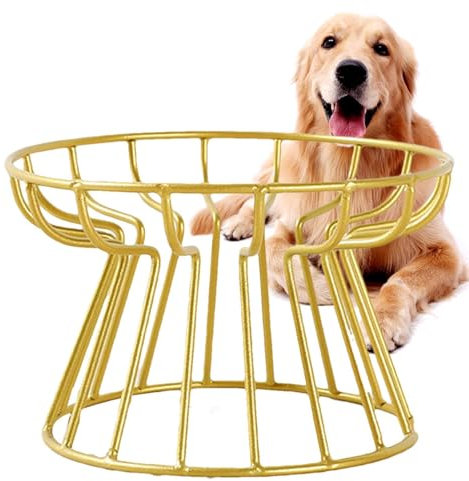 Generic Cuenco para gatos - Comedero de cerámica elevado sin derrames, soporte metálico, plato poco profundo para gatos