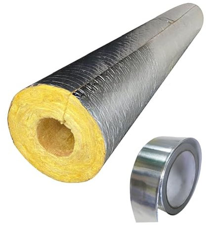Tubo de Aislamiento térmico de Lana de Vidrio, Longitud 1.0m, 27-273mm ID, Papel De Aluminio Abertura Tubo Aislante, para tuberías de vapor a alta temperatura(ID133.0mmxT50.0mmxL1.0m)