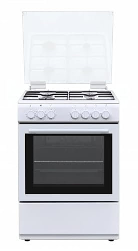 DL 664 EW Cuisinière à gaz avec four électrique, 4 brûleurs, 60 x 60 cm, blanc, classe énergétique A