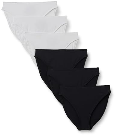 Amazon Essentials Calzones de Pierna Alta de Microfibra melocotón para Mujer, Color Negro/Blanco, Talla XXS