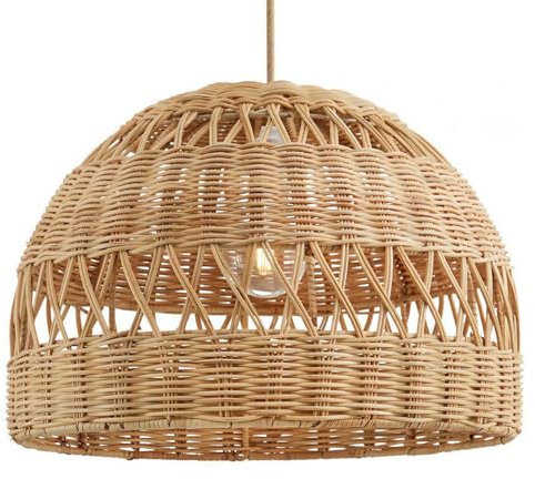 JXYDJH Lampadari Moderni A Sospensione in Rattan Lampadario Rustico A Forma di Cesto Paralume per Lampada A Sospensione Intrecciato A Mano Lampada A Sospensione in Stile Boho per Sala Pranzo