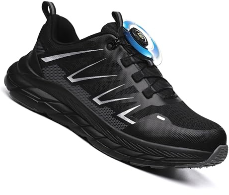 Aohuyergai Zapatos De Seguridad para Hombre Mujer Ligeros Zapatillas De Trabajo Transpirables Calzado De Seguridad Absorción De Impactos Comodos Zapatos Industriales De Construcción Gris 44EU