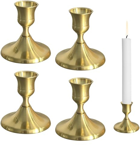Set di 4 candelabri, portacandele a cono, in metallo, decorazione vintage, per matrimoni, Natale, soggiorno, cerimonie di matrimonio