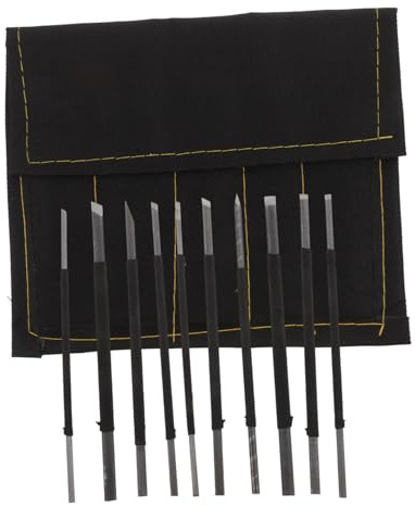 Set 10 Scalpelli per Incisione Pietra in Acciaio al Carbonio Nero
