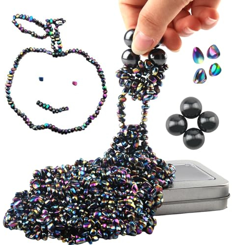 GZGXKJ 600+ Pietre Magnetiche Decompressione Colorful Small Stone Magnets 4 Grandi Sfera Magnetica con Scatola di Ferro Biglie Magnetiche Colorate per L'ansia Passatempo Novità Regali