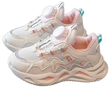 Barefoot Shoes Bambino, Scarpe Sportive Nuove Sportive Ragazze Pulsanti rotanti Ragazzi manopole Grandi e Piccole Corsa (Red 35 Big Kids)