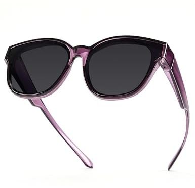 Polarised Fit-Over Sunglasses for Women & Teens, Cat Eye Over-Glasses UV400 Protection, Fits Prescription Frames Up to 4.92×1.77, Wear Over Eyeglasses or Standalone, Beach Golf Fishing Outdoor