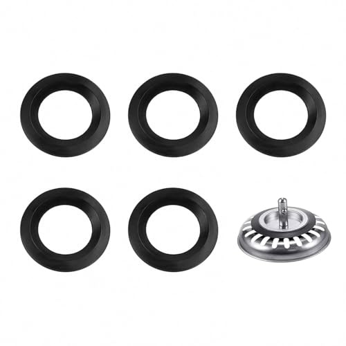 5 Pack Rubber Sink Drain Seal Rings 54mm OD 32mm ID O-Ring Gaskets | High-elasticity wear-resistant rubber, watertight leak-proof seal, tool-free fit, for kitchen bathroom basket strainer drains