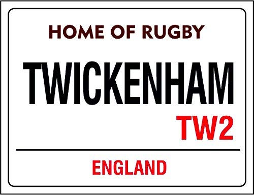 Ecool Home of rugby twickenham england retro shabby chic vintage style picture metal wall plaque sign (200mm x 150mm)