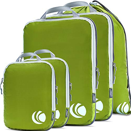 Cipway - 5 Set Kompressions-Packwürfel für Reisen, ultraleichte Verpackungsorganisatoren für Gepäck, Koffer und Rucksack (grün), L