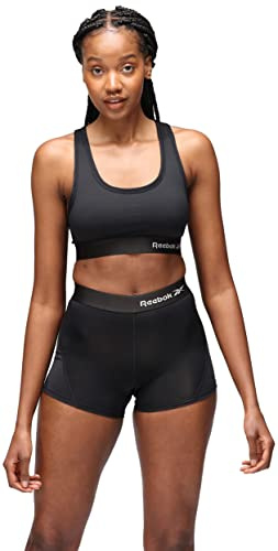 Reebok Crop Top Mujer, Top Deportivo elástico con Espalda Cruzada y Espalda de Nadador - Negro