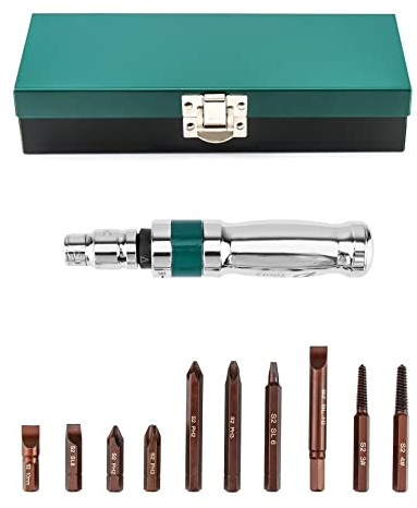 QWORK® Set di Cacciaviti a Percussione, Cacciaviti Manuale a Impatto + Adattatore + Punte, 12 Pezzi, 1/2