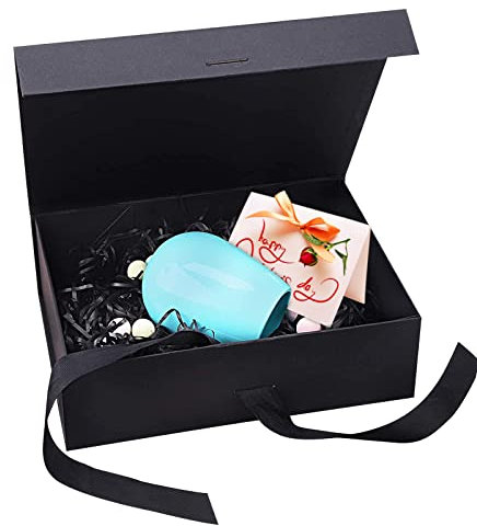 Mecctuck Geschenkbox 21x17x7cm - Faltbare Geschenkverpackung mit Magnetverschluss, Geschenkkarton mit Schleife und Deckel für Geburtstag Hochzeit Weihnachten