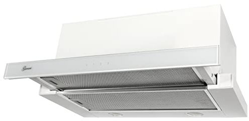 GURARI Flachschirmhaube GCH B 117 WH PRIME + Schlauch, Einbau Dunstabzugshaube 60 cm, Weiß, Weiß Glas, 1000m³/h, Sehr Saugstark, 3 Stufen, Abzugshaube, Ablufthaube, Umlufthaube