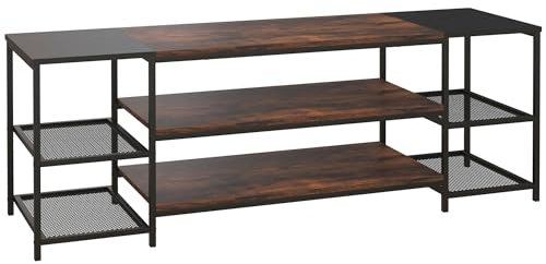 HOMCOM TV Unit Cabinet for TVs up to 60 Inches, Industrial TV Stand with Storage Shelves for Living Room, Brown and Black