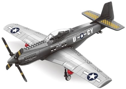 WANGE Modell av P-51 Mustang. Modell av enkelmotor långdistans stridsflygplan för montering med block. Vågmodell flygplan 1:26