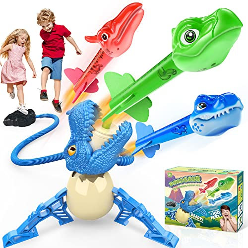 Dislocati Toys for 3-10 Year Old Boys, Dinosaur Boys Age 3-9 Boy Gifts Outdoor 3 4 5 6 Garden Games Kids 3-8 Girls Stomp Toy Rockets, Blue