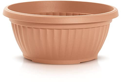IMJ-Global Pot de fleurs plantes rond sol décoratif en plastique de 13 cm de haut pour intérieur extérieur Ø30 cm de couleur brique design moderne 6 litres