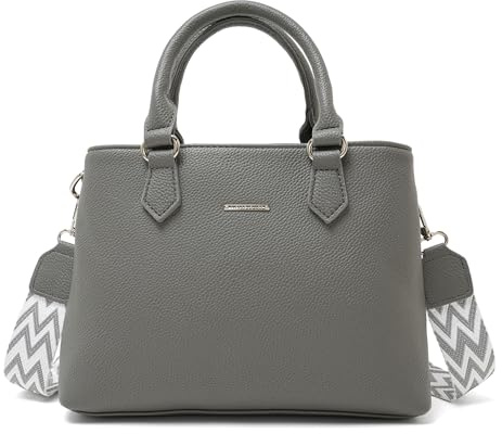 Mabecol Borsa a Tracolla Donna in PU Pelle Borsetta a Mano Con Cinghia Regolabile Geometrica - Spaziosa e Anti-deformazione per Shopping, Lavoro e Università​ (Grigio)