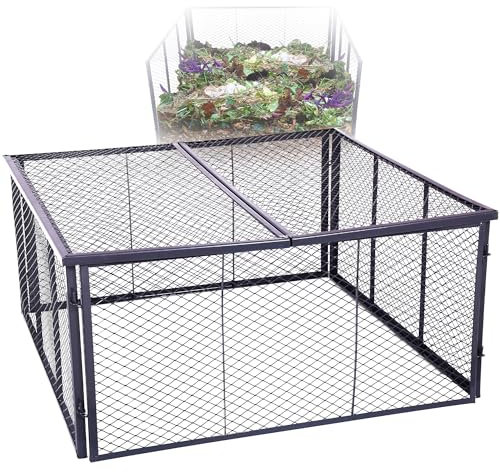 Novatool Composteur de jardin en métal 100 x 100 x 100 cm + couvercle ou sol, avec système d'emboîtement extensible, composteur en métal revêtu par pulvérisation avec 1000 litres de fil de fer, bac à