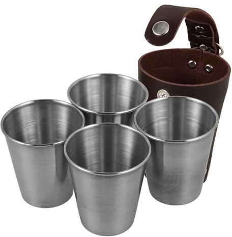 NOLITOY 5pezzi Bicchieri Shot Acciaio Inossidabile Manica Bicchieri Per Vodka Whisky e Bevande Per Feste Compleanni e Occasioni Speciali