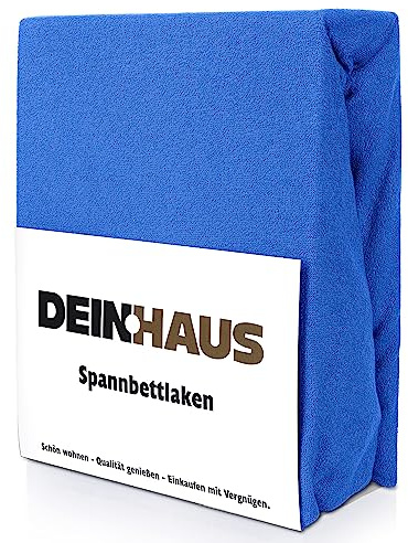 DH DEIN.HAUS Drap-housse en tissu éponge doux 90 x 200 cm - Coton avec élastique, facile d'entretien, drap de lit - Couleur : Bleu foncé
