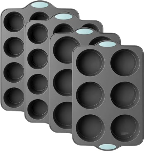 HONYUET Muffinsark 4 stycken, 2 x 6 och 2 x 12 tråg silikon