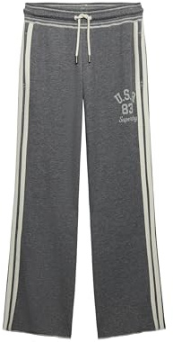 Superdry Athletic Essentials - Pantaloni da jogging da donna con strisce e colpi, Bianco Melange Antracite, 42