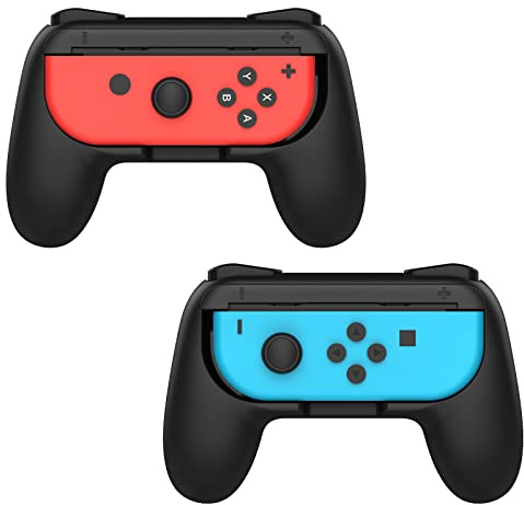 MoKo Switch Joy Con Grip Kompatibel mit Nintendo Switch/Switch OLED Modell, [2 Stück] Griff Halterung Gaming Controller Komfort Gamepad Grips, Schwarz