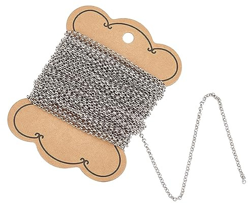 UNICRAFTALE 30 Piedi Saldati 304 Catene in Acciaio Inossidabile Rolo con Maglie A Catena Creazione di Gioielli per Collana con Ciondolo Fai da Te 2.5mm