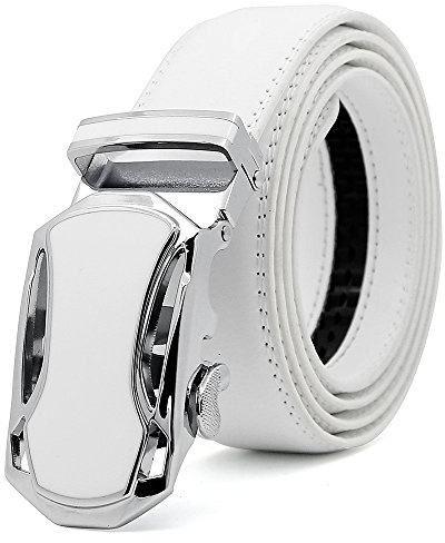 3ZHIYI Ceinture pour Homme en Cuir Véritable avec Boucle Automatique 35mm Blanc