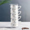 Winlauyet Juego de 4 tazas de café con capuchino de porcelana de 200 ml con soporte de cromo para café y té (blanco)