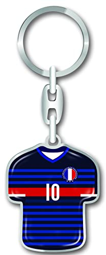 Nation Frankreich Trikot Schlüsselanhänger WM Fussball - Metall-Keyholder mit 3D Effekt. World Cup Design