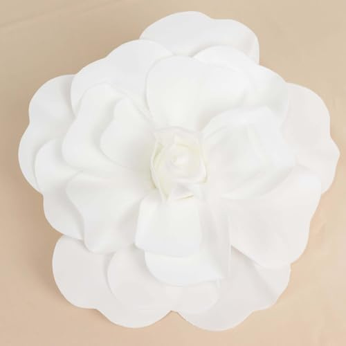 Efavormart Giant 3D Foam Roses for Wedding Arch - 4 Pack 16” White Real Feel Artificial Flowers, DIY Party Decor