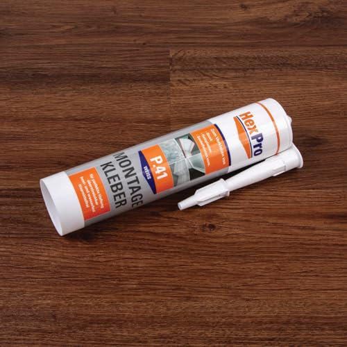 HexPro P41 Montagekleber stark, Innen & Außen geruchsneutral Alleskleber Wasserdispersionsbasis Klebstoff (5 Kartuschen P41) Polyurethane Holzplatten PVC wasserfest