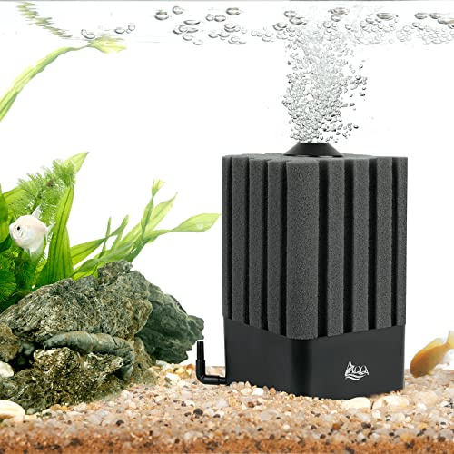 AQQA Akvarium svampfilter, tyst akvariefilter för biologisk och mekanisk filtrering, luftregulator akvarium innerfilter med filtermateria