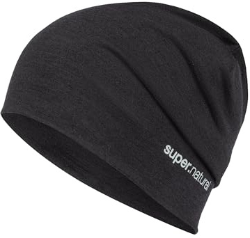 super.natural Everyday HAT dünne Merino Mütze Damen & Herren - Beanie für Sport Aktivitäten zu jeder Jahreszeit, Temperaturregulierend & atmungskativ (Jet Black Melange)