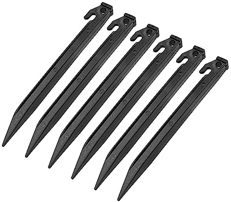 Litoexpe 9 Inch Plastic Tent Stakes, 16pcs Ground Stakes Heavy Duty, Durable Canopy Tent Stakes, Sturdy Tent Pegs for Outdoor Campings, Black Edging Stakes for Sand Beach and Garden Lawn