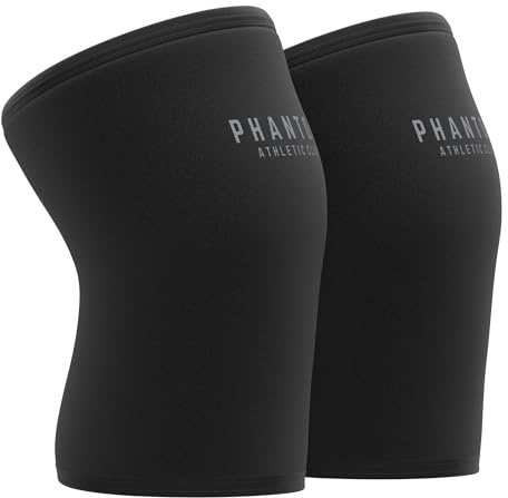7mm Compression Knee Sleeves for Weightlifting Support, Powerlifting Strength, Heavy Squats, Cross Training, Gym Fitness, Sports – Strong Thick Neoprene Knee Braces for Men & Women (2 Pack, Medium)
