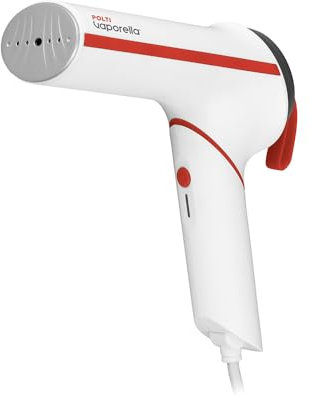 Polti Vaporella Vertical Styler GSM50R, Ferro da Stiro Verticale Portatile con Manico Pieghevole, Potenza 800 W, Riscaldamento in 30 Sec, Bianco e Rosso