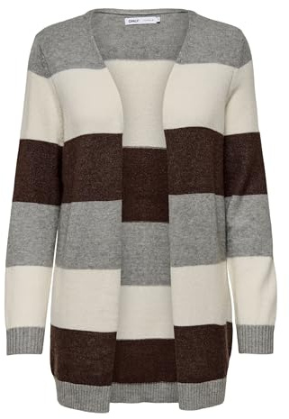 ONLY Onllesly L/S Open Cardigan Knt Noos Lungo, Melange Grigio Medio, S Donna