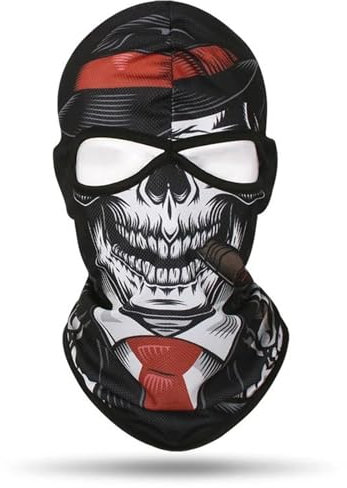 VNSMM pasamontañas Sombrero para Moto Máscara de esquí con 2 Orificios, pasamontañas a Prueba de Viento, Cubierta para Todo el Rostro con Calavera, Calentador de Cuello para la Cabeza(M06)