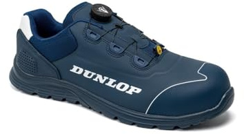DUNLOP Zapato de Seguridad Matt Navy S3, Microfibra + TPU, Puntera en Fibra de Vidrio, ESD, Cierre rotativo, Talla 43 EU