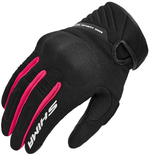 SHIMA SONIC Guanti Moto Estivi Donna Tessile Pelle Corto Ventilato Omologati Guanto per Motocicletta Ventilata Touchscreen Motocross Protettore Rinforzato Abbigliamento Città (Donne, Rosa, M)