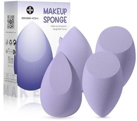 EIGSHOW Pugnette Trucco Make up Beauty Blender Spugna Fondotinta Per Liquidi Creme Cosmetici in polvere Viola confezione da 4 pezzi (M101)