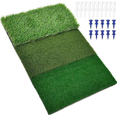 3-i-1 golfmatta 60x30cm, golfövningsmatta med rough och fairway slagytor, övningsmatta för avslag (60x30cm)