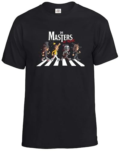 The Masters of Rock - Camiseta divertida para hombre, Estampado en T negro y blanco, S