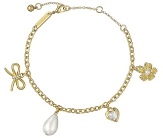 Ted Baker Isabella Icon Charm Adjustable Bracelet for Women (Gold/Pearl & Crystal)