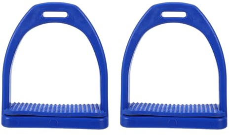 Healvian Lot de 2 Étriers de Selle Anglais en Plastique Haute Résistance avec Coussinets Antidérapants en Caoutchouc, Grosse Taille Bleue, Étriers de Sécurité Polyvalents pour Équitation
